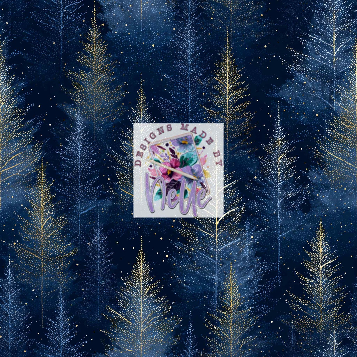 Blue Background Glitter Trees
