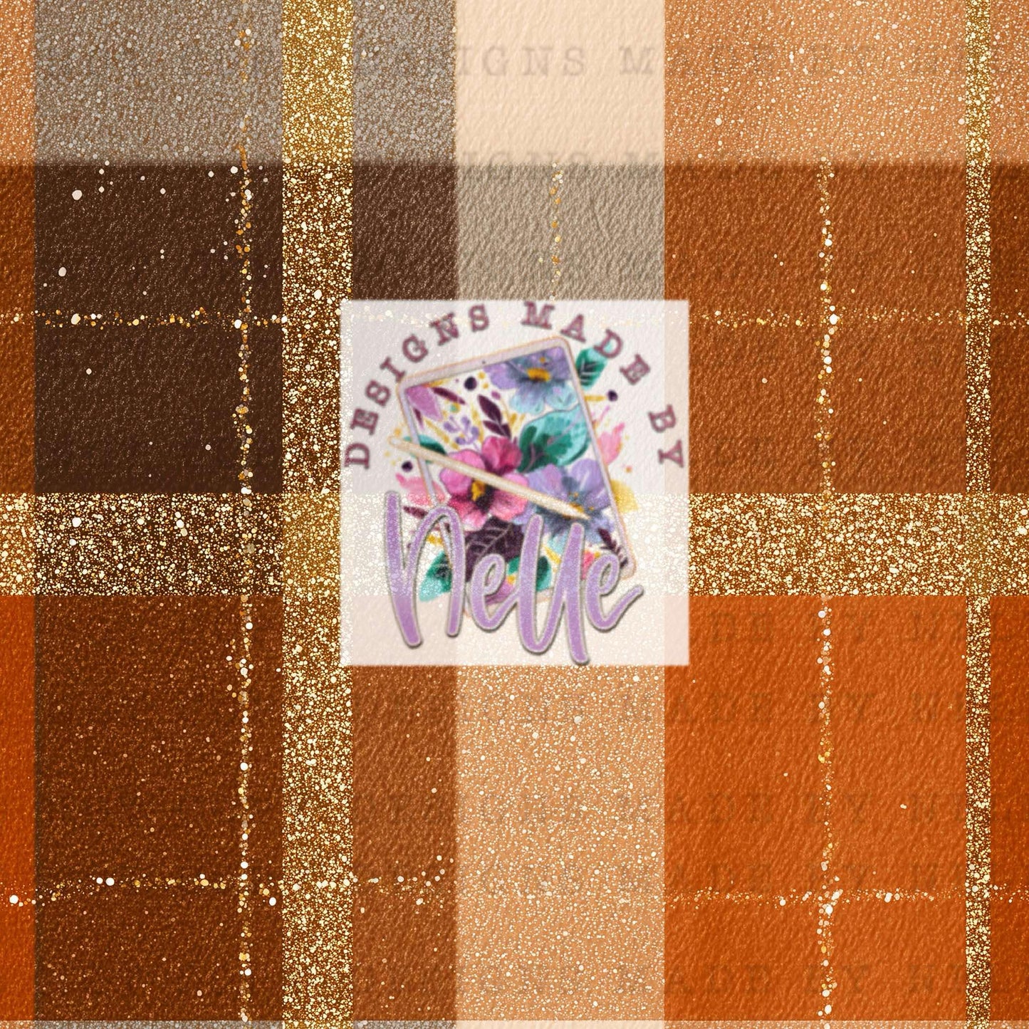 Orange glittery plaid