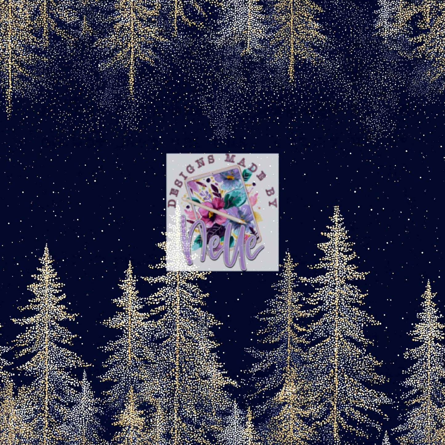 Blue Background Glitter Trees (3)