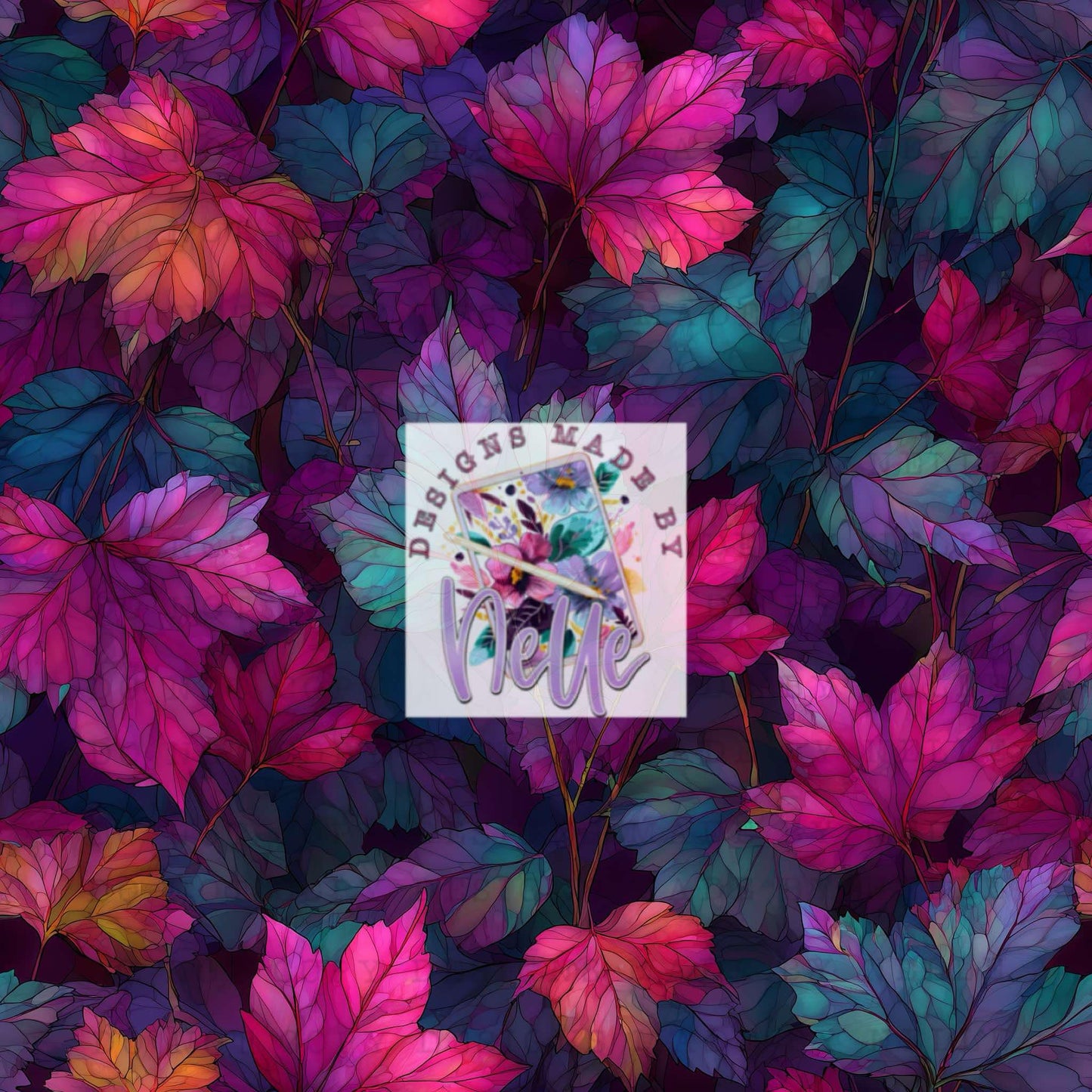 Twilight Foliage – Vibrant Watercolor Leaf Seamless Pattern