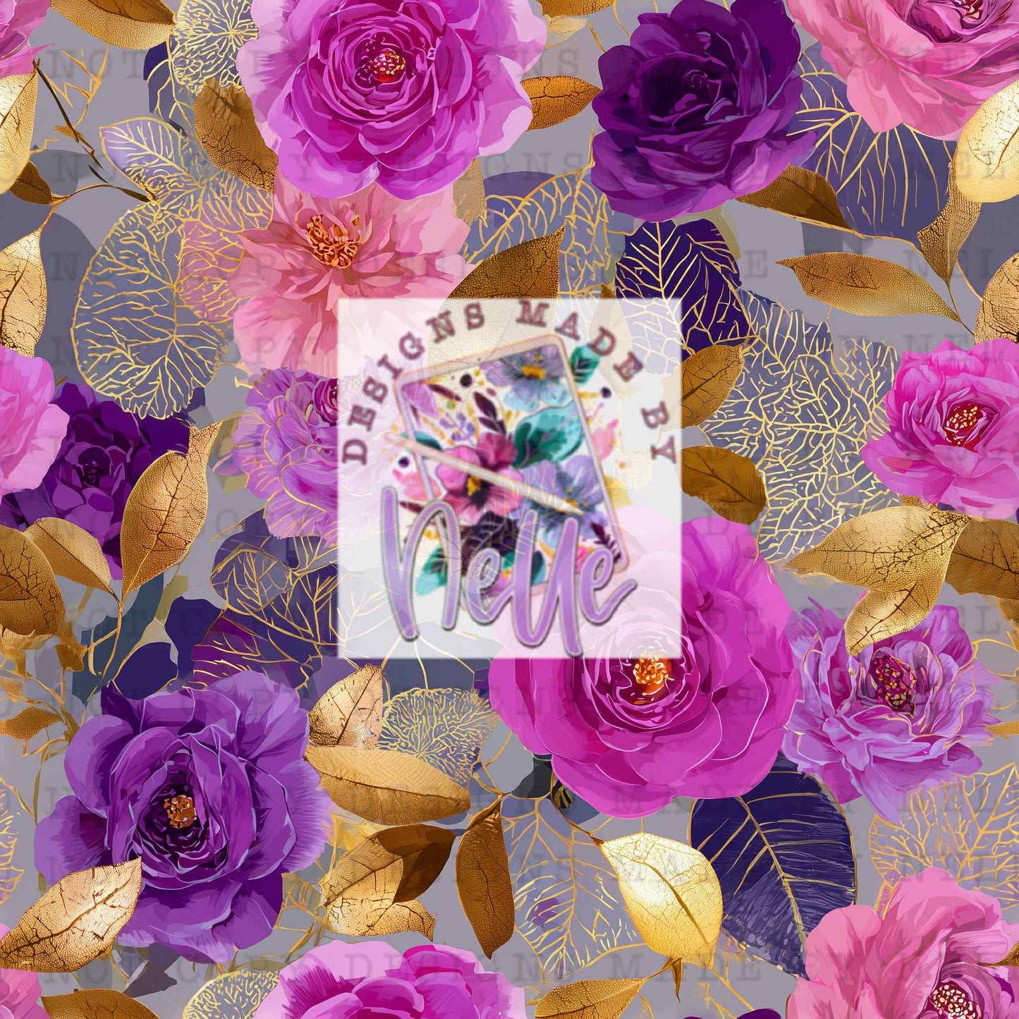 Golden Violet Floral