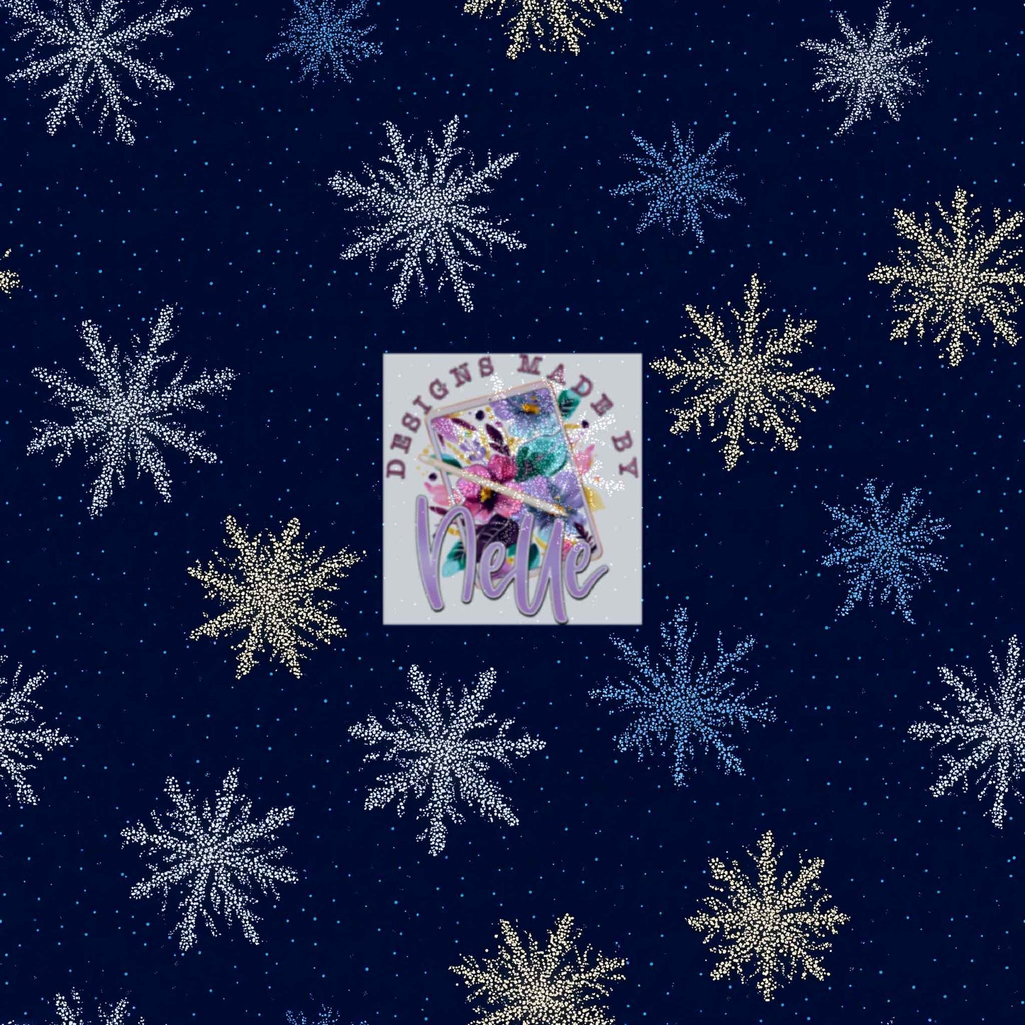 Blue Background Glitter Snowflakes