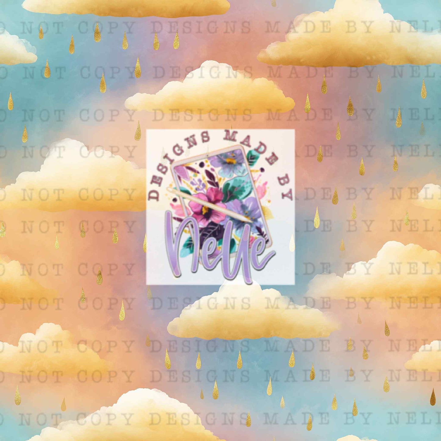 Golden Raindrops & Sunset Clouds