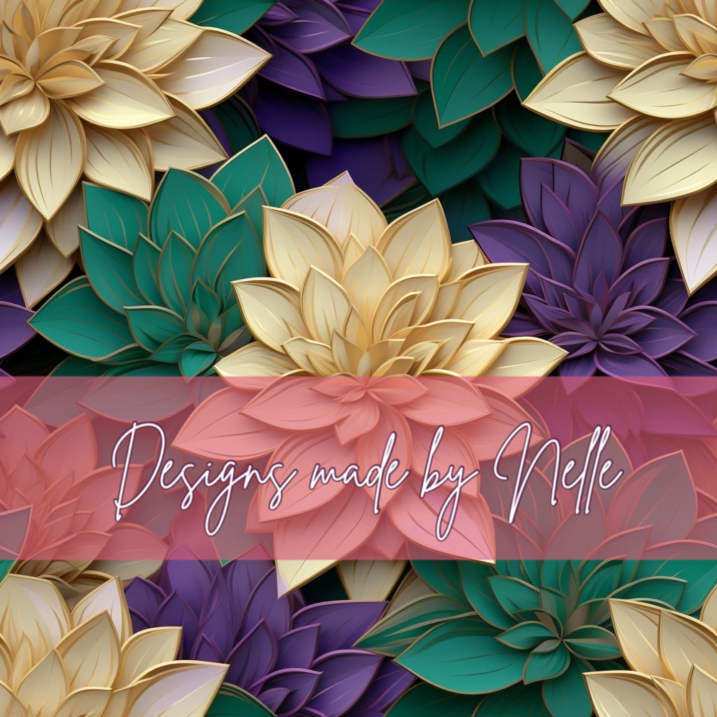 Purple green cream Floral 2
