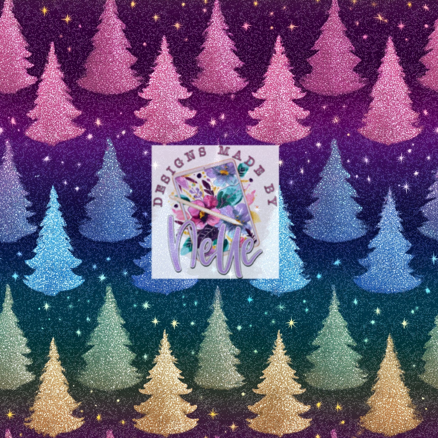 Ombré glitter tree silhouettes