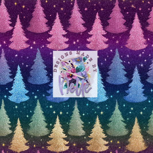 Ombré glitter tree silhouettes