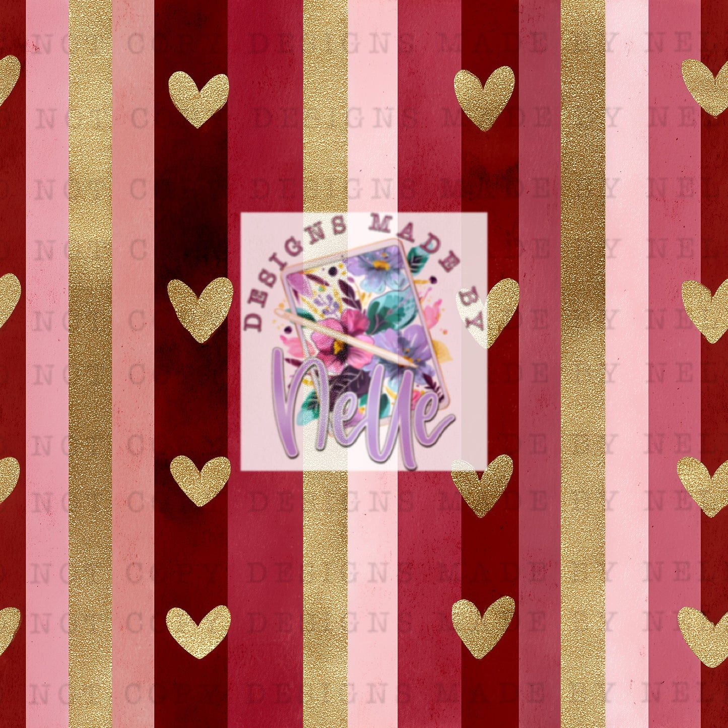 Valentine Candy Stripes – Gold Hearts