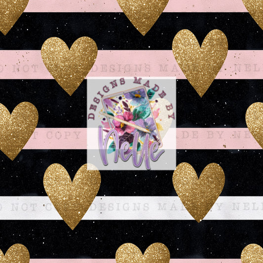 Glam Stripes & Gold Hearts