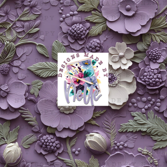 Purple and green 3d floral