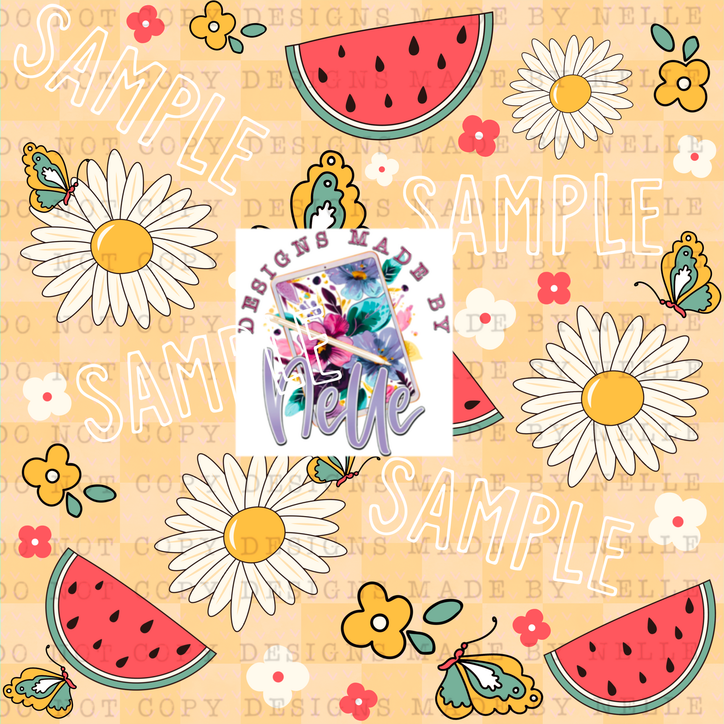 Watermelon daisy editable name file