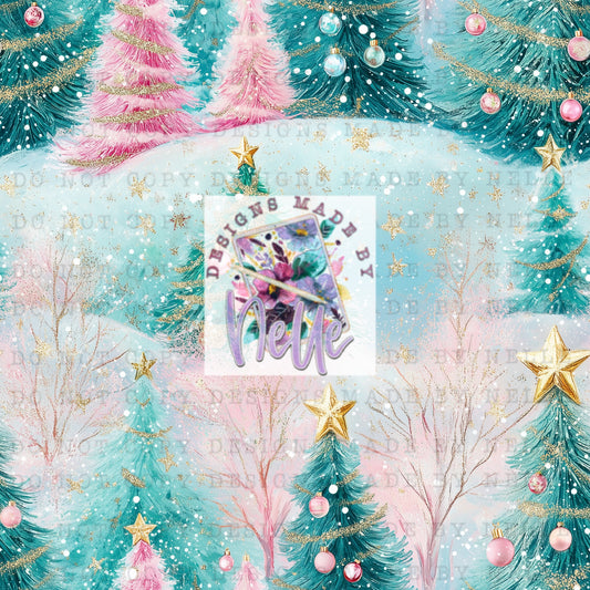Teal and pink glitter pines