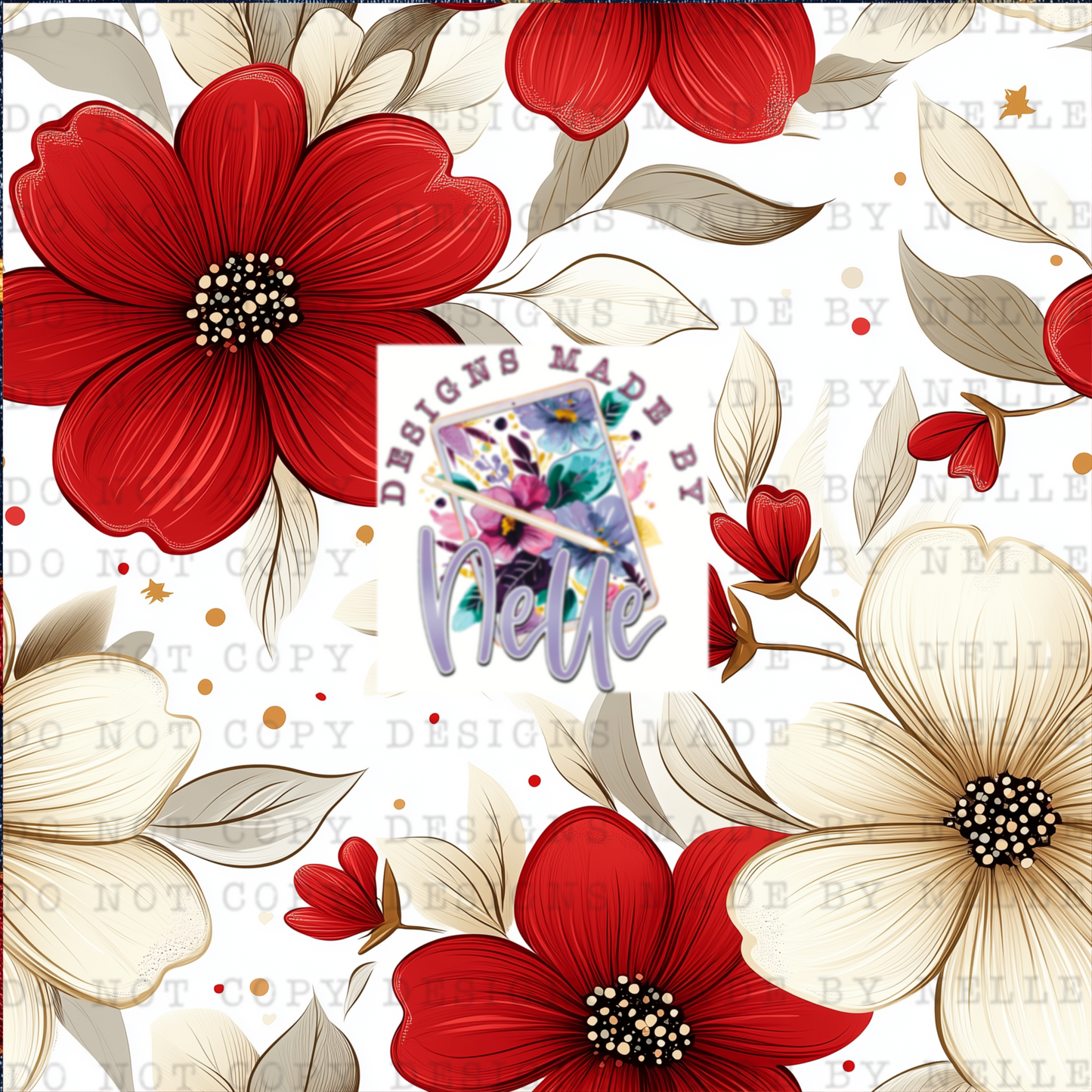 White and red floral