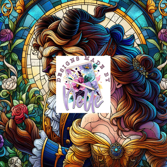 Beauty Princess Stained Glass PNG