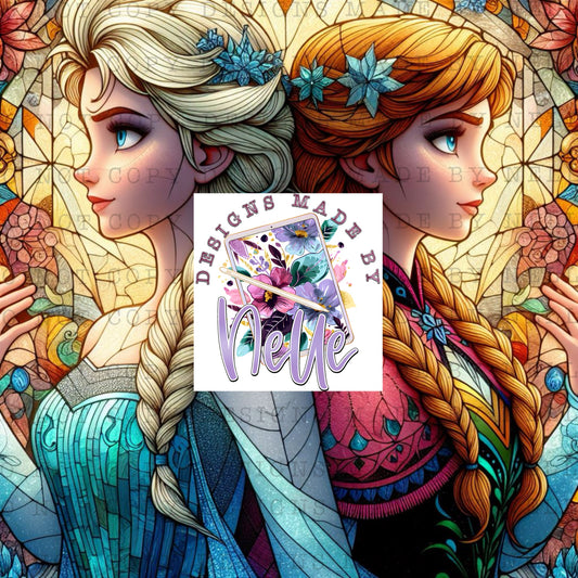 Ice Princesses Stained Glass 1 PNG