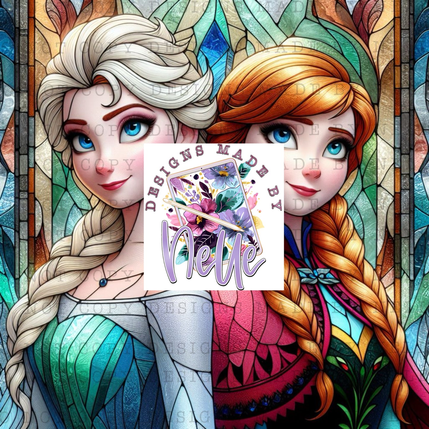 Ice Princesses Stained Glass 2 PNG