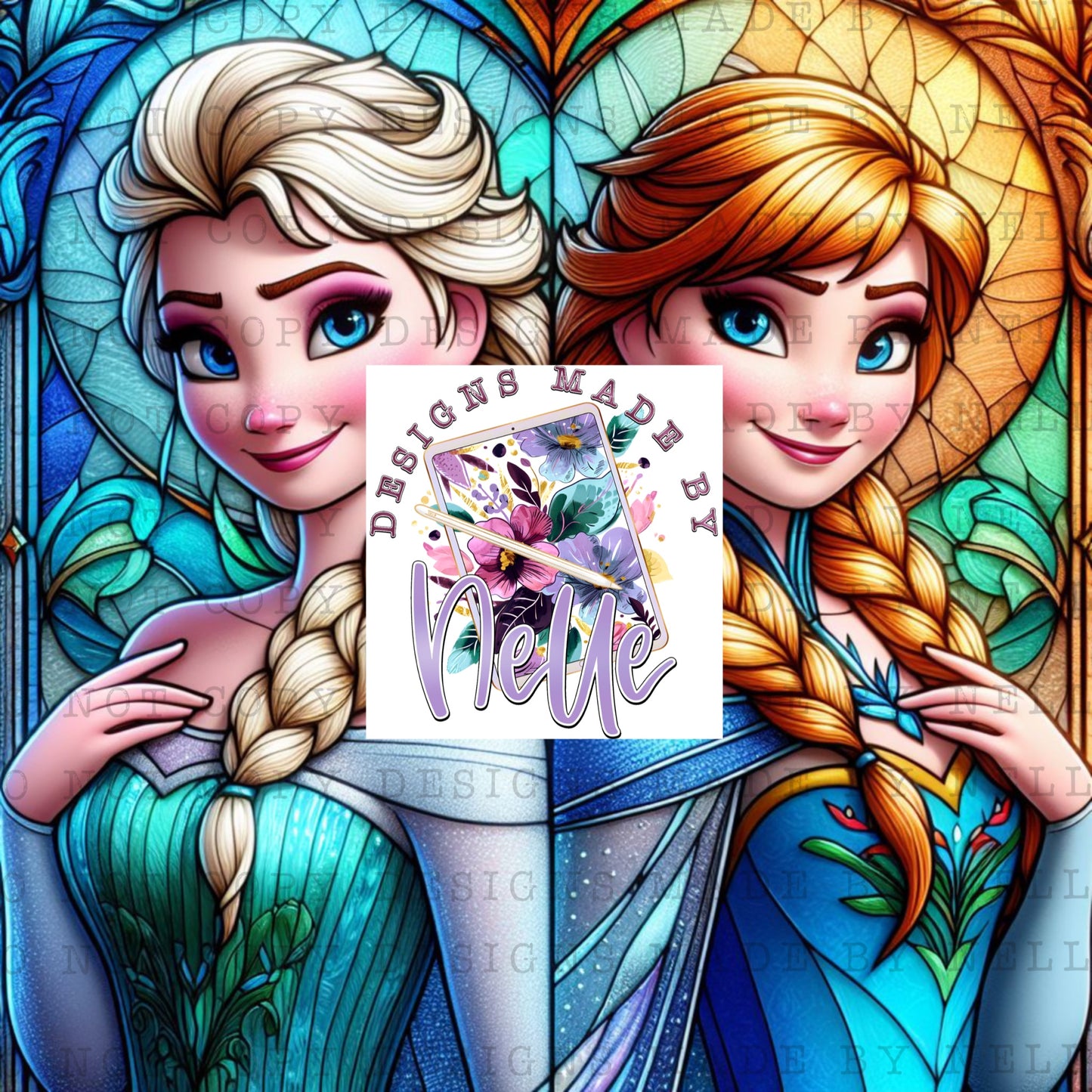 Ice Princesses Stained Glass 3 PNG