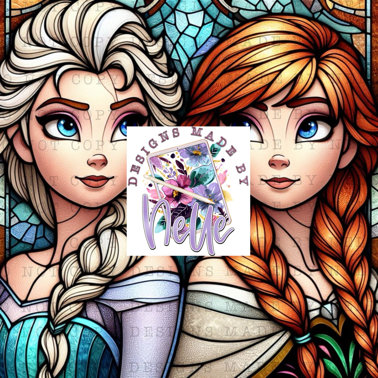 Ice Princesses Stained Glass 4 PNG