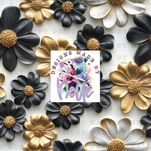 Black and Gold 3D Floral 2