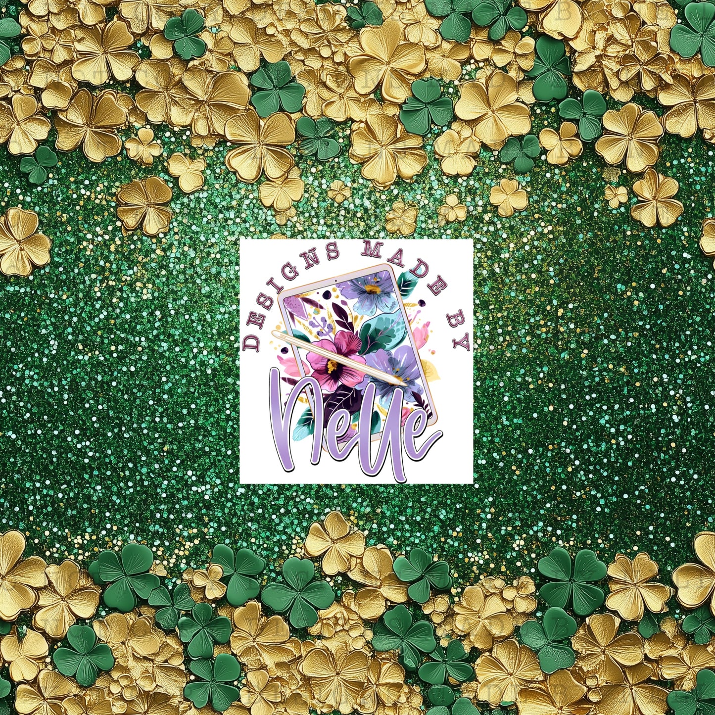 Green & Gold Clover Glitter Ombre