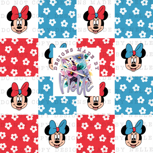 Patriotic Floral Miss Mouse