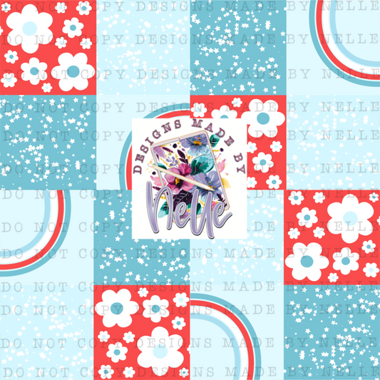 Red White & Blue Rainbow Floral