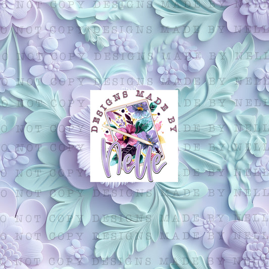 Light Purple & Mint 3D Floral 1