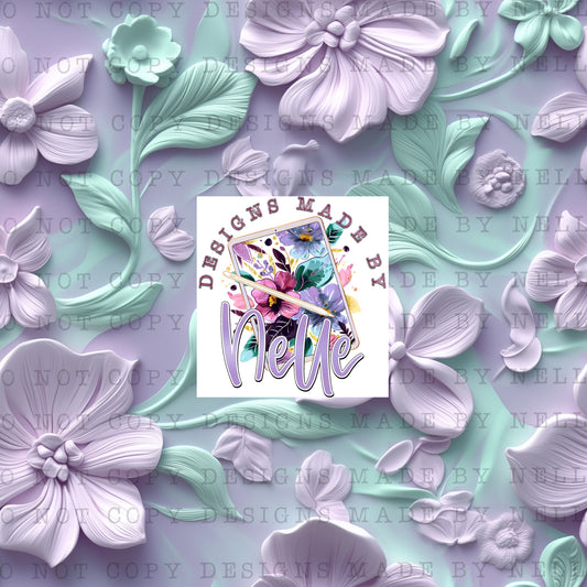 Light Purple & Mint 3D Floral 2