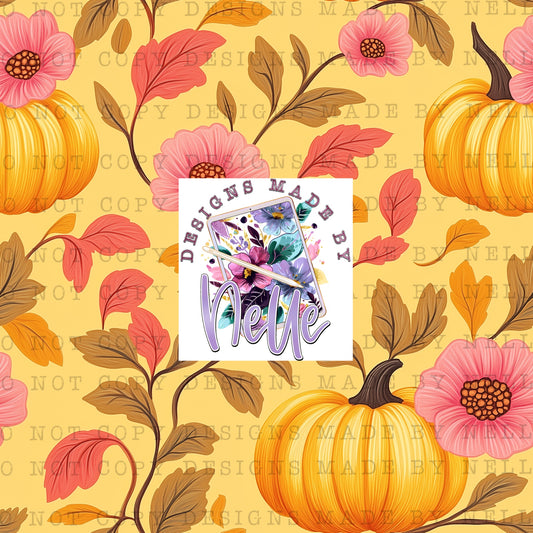 Pink Floral & Pumpkins