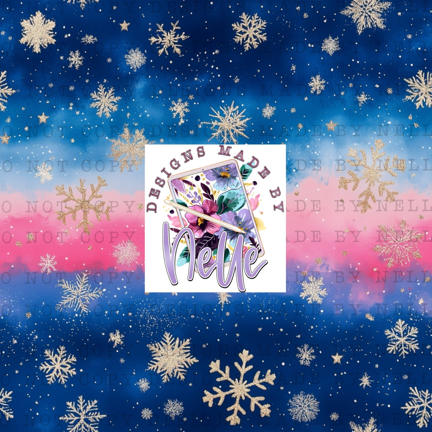 Pink and Blue Ombre Snowflakes 1