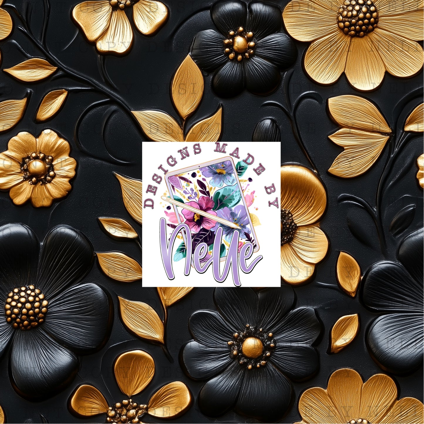 Black and Gold 3D Floral