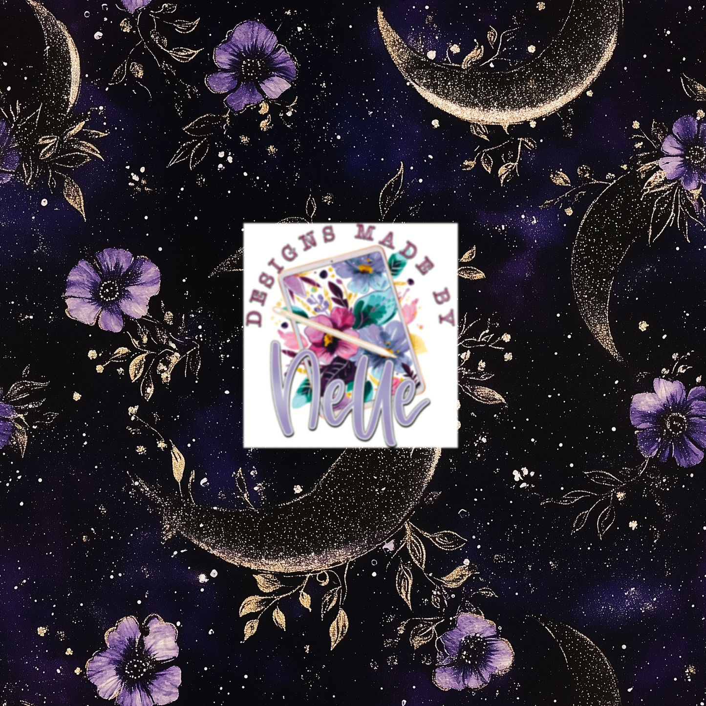 Purple Floral Moon 1