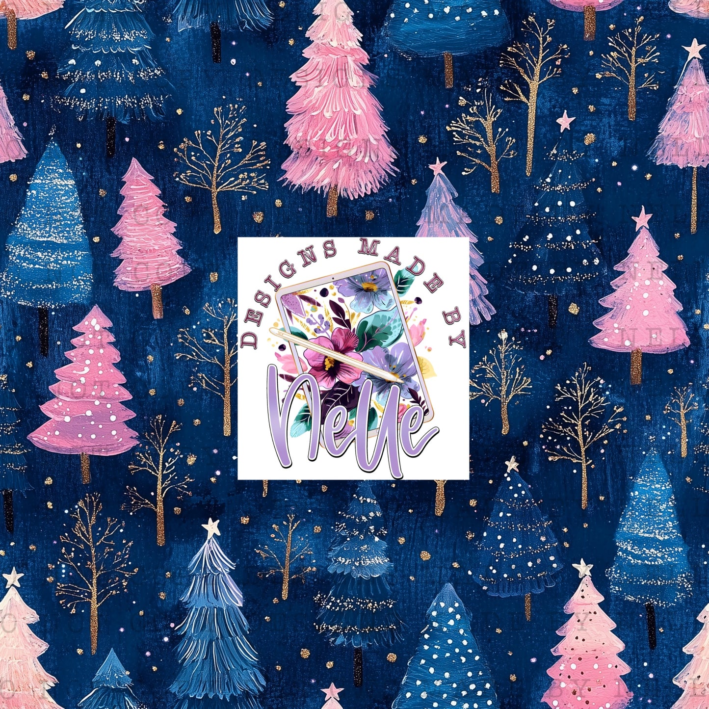 Pink & Blue Christmas Trees 1