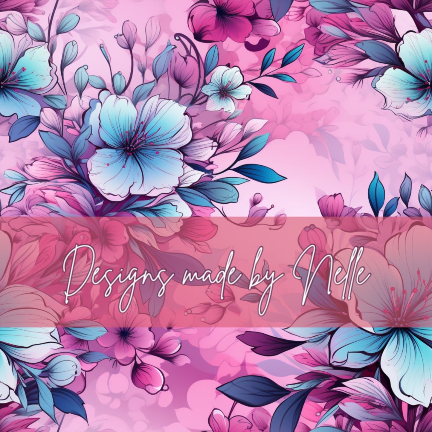 Pink/purple/aqua floral 1