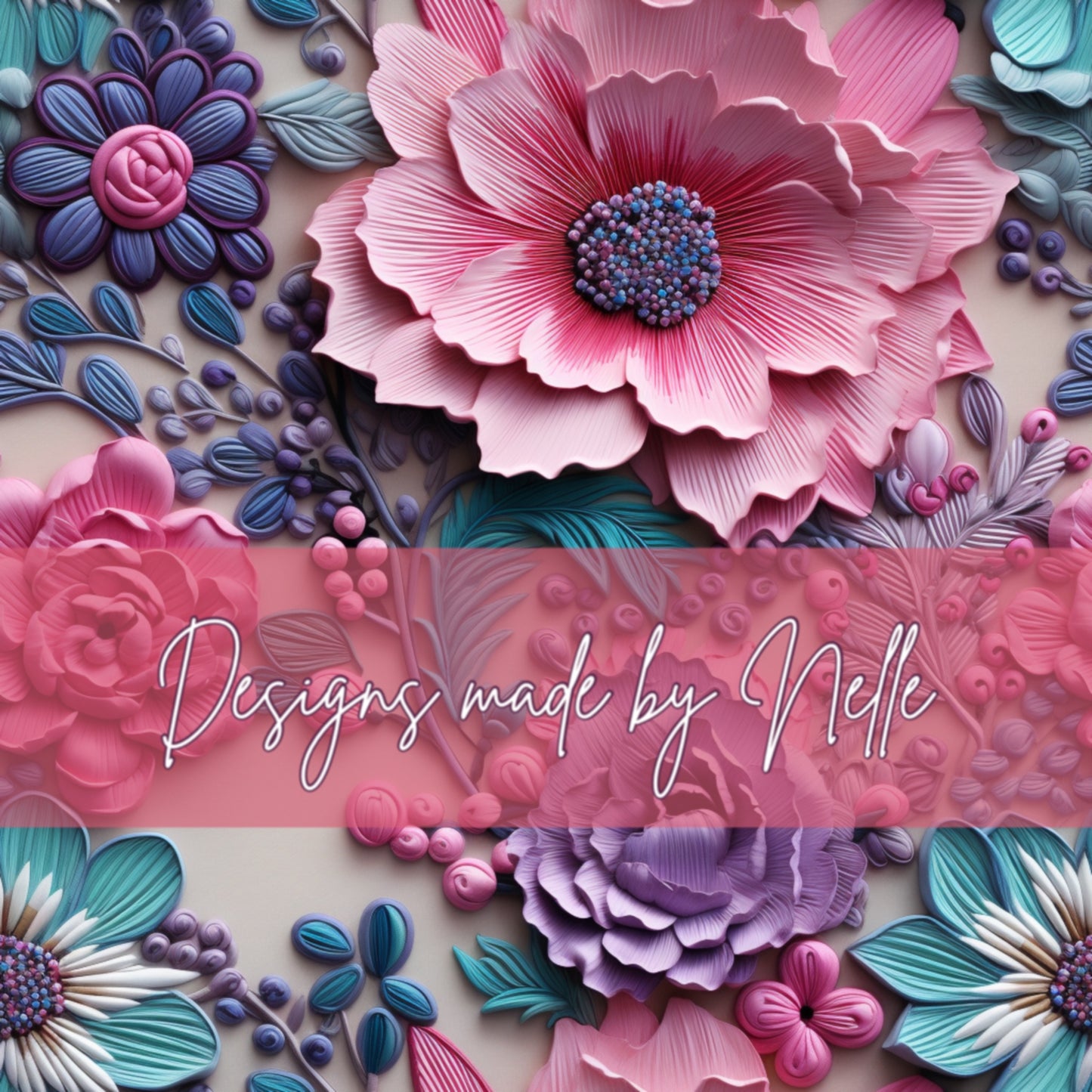 Pink/purple/aqua floral 3