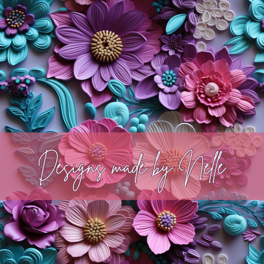 Pink/purple/aqua floral 5