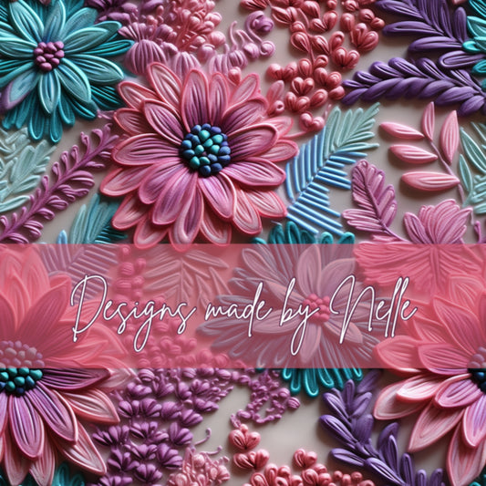 Pink/purple/aqua floral 7