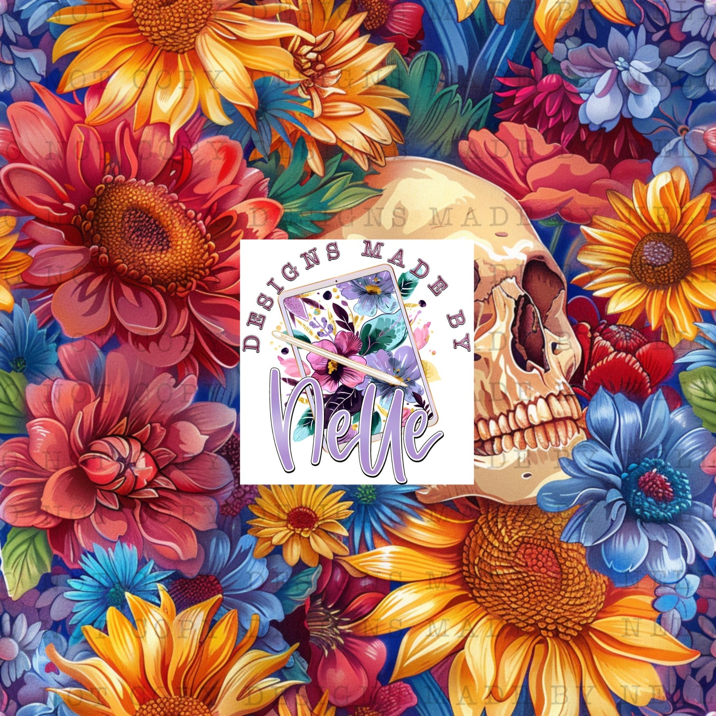 Colorful Floral Skulls 1