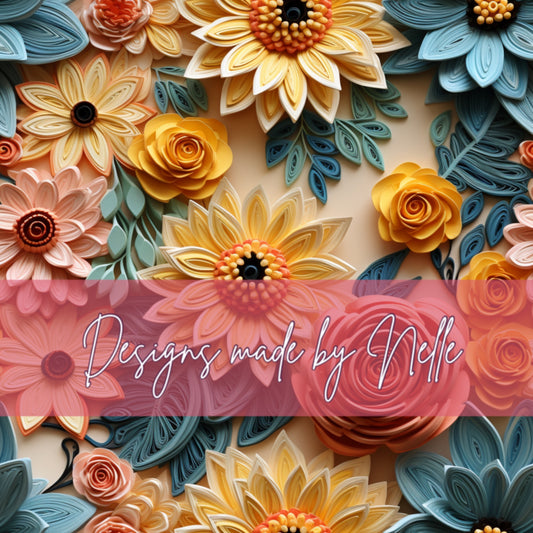 3D Yellow and Peach Floral 1