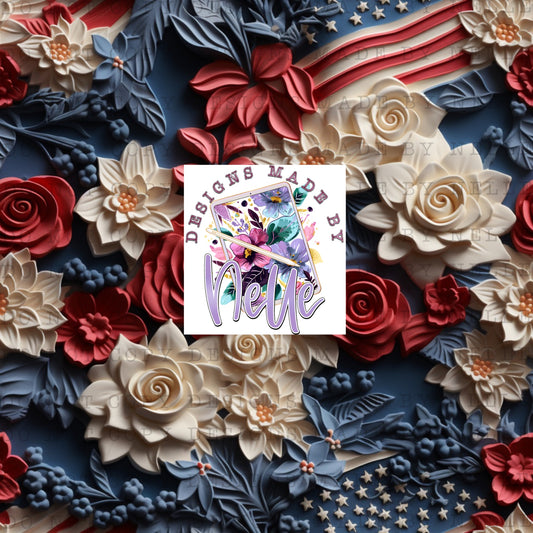 Red White and Blue Floral 4