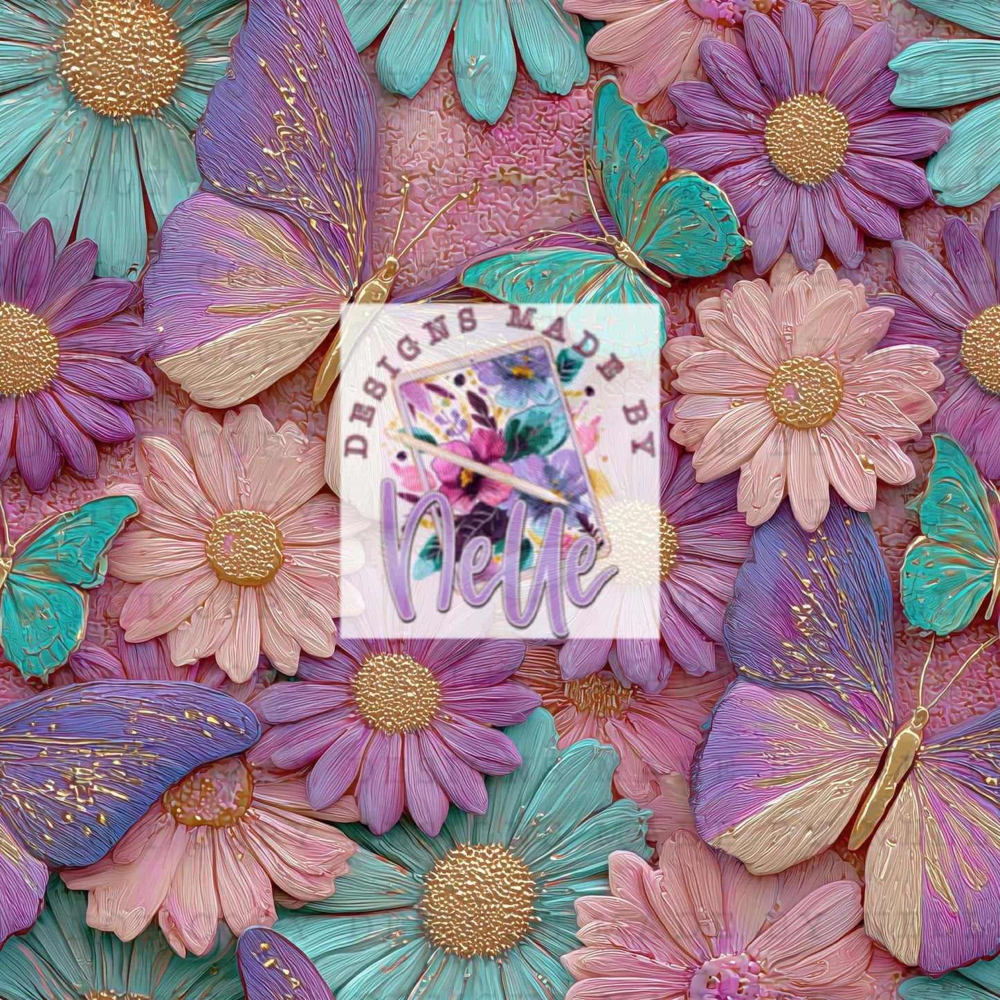 Textured Flowers & Butterflies