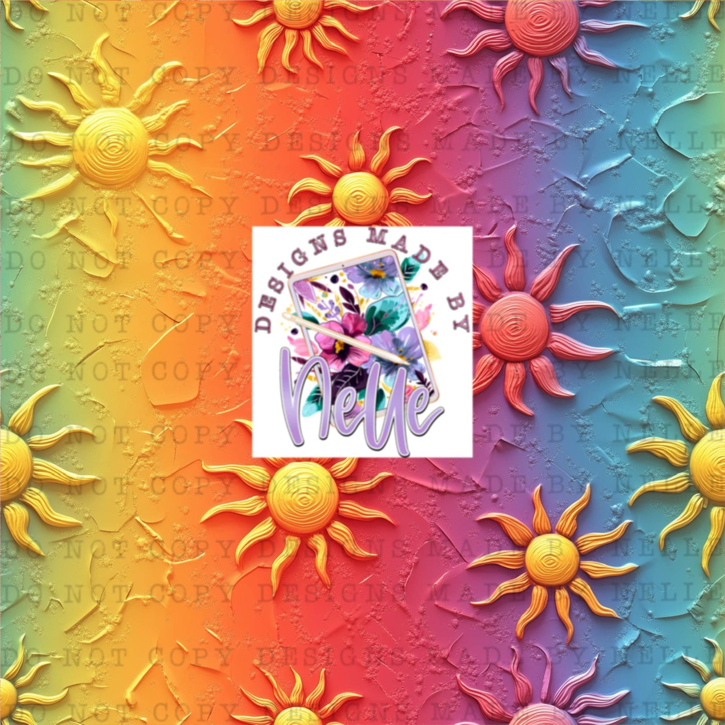 3D rainbow sunset suns