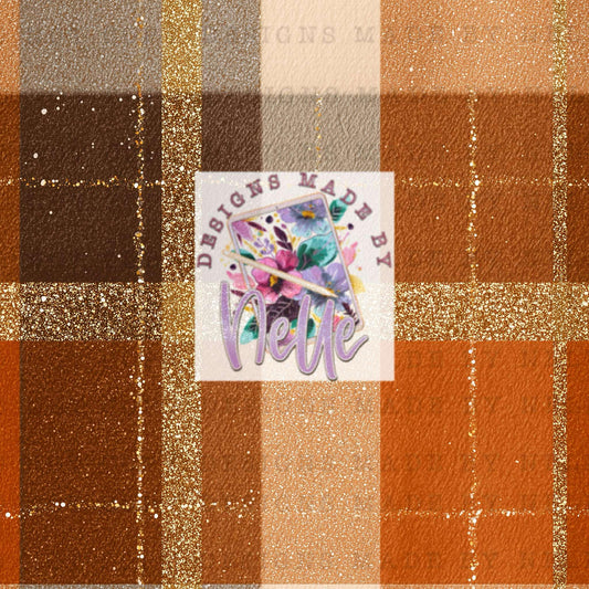 Orange glittery plaid