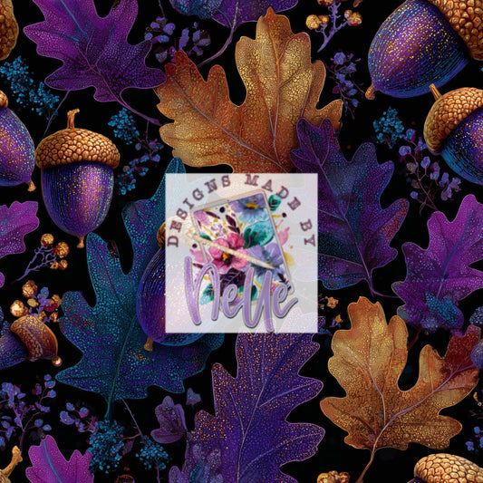 Purple and blue fall leaves ~ glittery