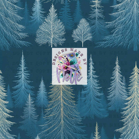 Blue Background Glitter Trees (2)