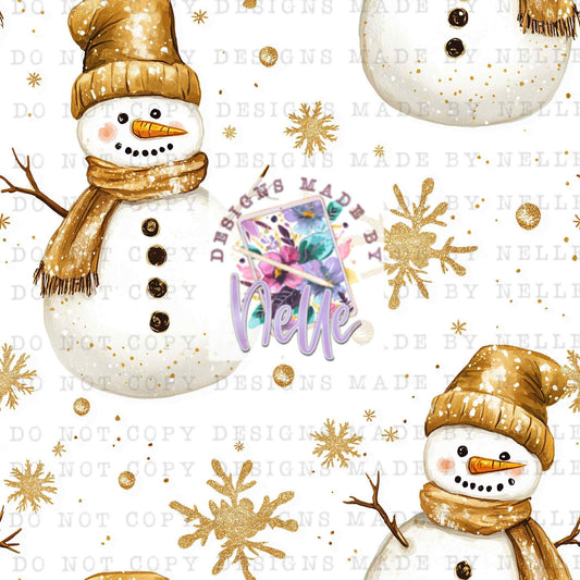 Golden Snowman & Snowflakes