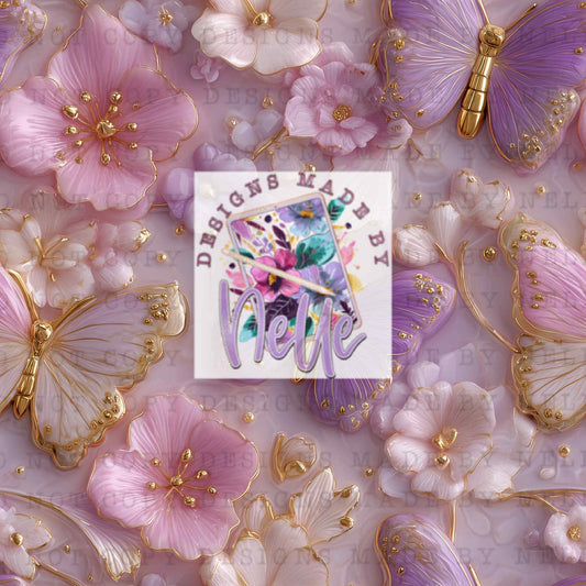 3d Butterfly & Floral (Glossed Glam)
