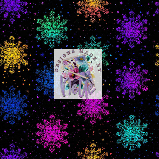 Colorful snowflakes (black background)