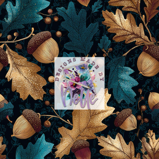 Fall Leaves ~ Teal
