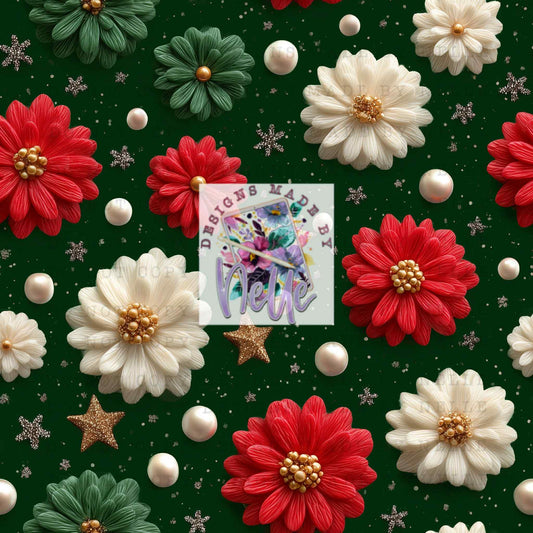 Vintage Christmas Floral with Stars