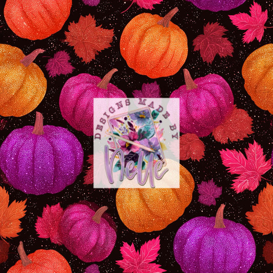 Glittery Pumpkins Pink/Orange/Purple
